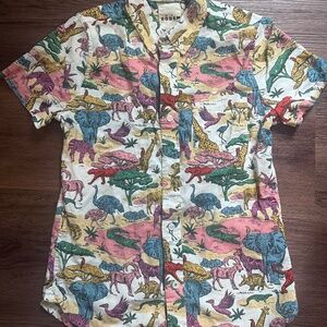 Mini Boden wild animal linen shirt
